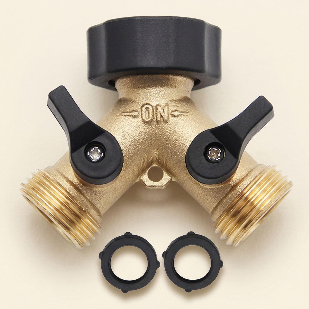 Brass Y-type dual outlet tap splitter
